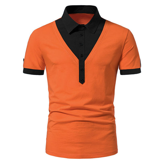 Herren Poloshirt mit modernem V-Ausschnitt und kontrastierenden Akzenten EB