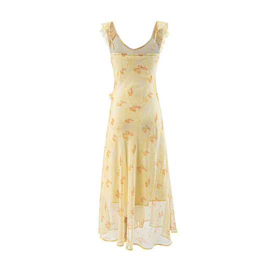Damen Maxikleid mit verspieltem Rüschendesign und Blumenmuster EB