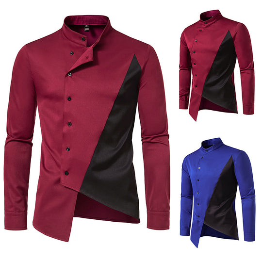 Herren Modern Asymmetrisches Button-Up Hemd EB