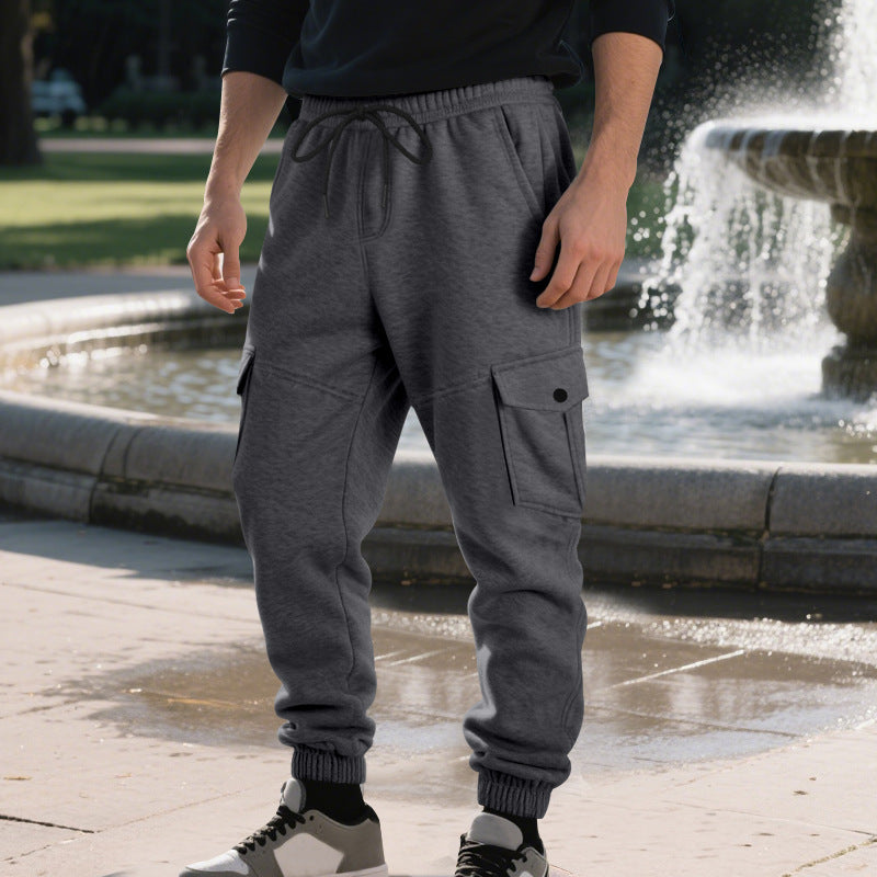 Herren Funktionale Cargo-Jogginghose mit Tunnelzug, Sicherheits-Flap-Taschen und elastischem Knöchelbündchen EB