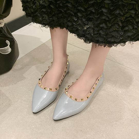 Damen spitze Ballerina Schuhe mit Nieten-Details EB