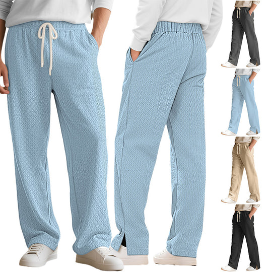 Damen nan komfortable strukturierte Loungehose mit elastischem Kordelbund und geradem Bein EB
