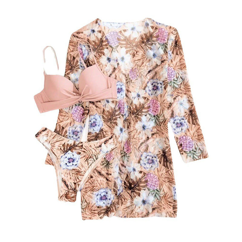 Damen Zweiteiliges Bikini-Set mit floralem Wickelüberwurf EB