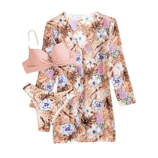 Damen Zweiteiliges Bikini-Set mit floralem Wickelüberwurf EB