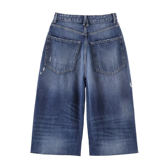 Damen weit geschnittene Jeans im lässigen Destroyed-Design EB