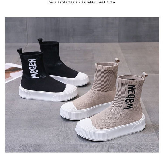 Damen modische Sockensneaker mit elastischem Schaft und modernem Design EB