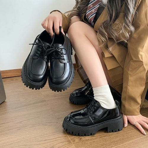 Damen Modische Schnürschuhe mit hochgezogenem Profil EB
