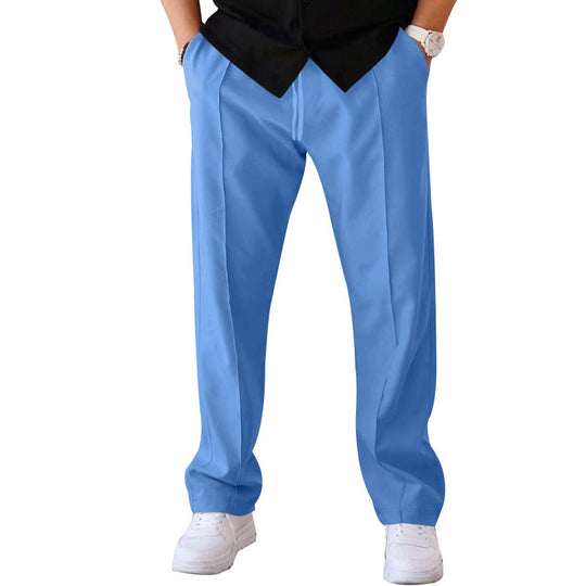 Herren Gerade geschnittene Freizeit-Hose mit Bundzug, Bügelfalte und Eingrifftaschen EB
