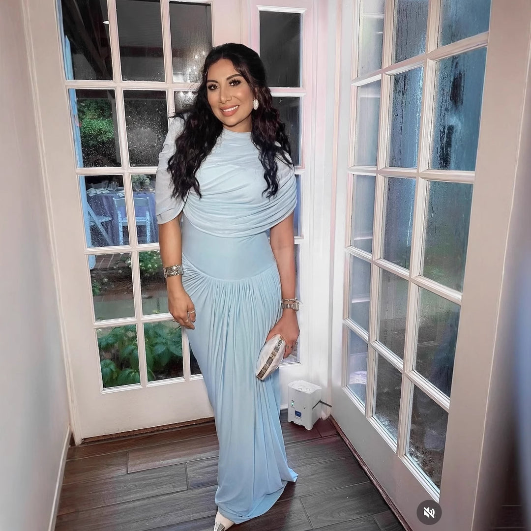 Damen Maxi-Kleid mit dekorativer Raffung und eleganter Drapierung EB