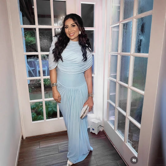 Damen Maxi-Kleid mit dekorativer Raffung und eleganter Drapierung EB
