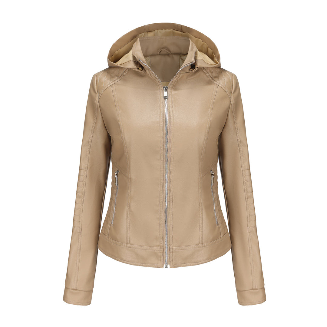 Damen Kapuzenjacke aus hochwertigem Kunstleder EB