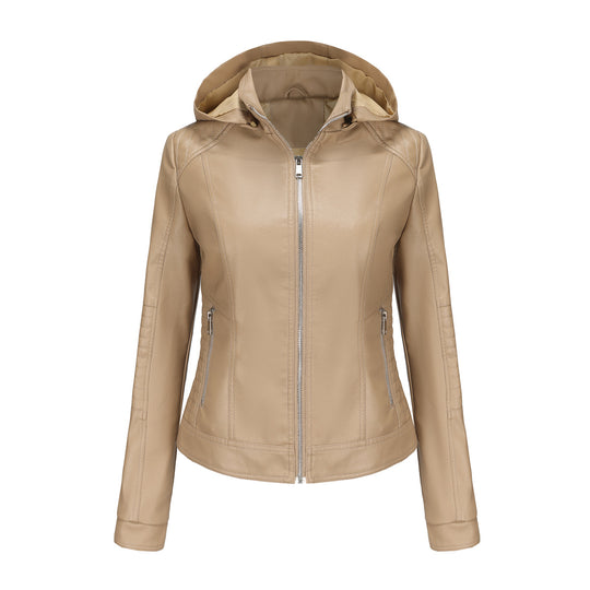 Damen Kapuzenjacke aus hochwertigem Kunstleder EB