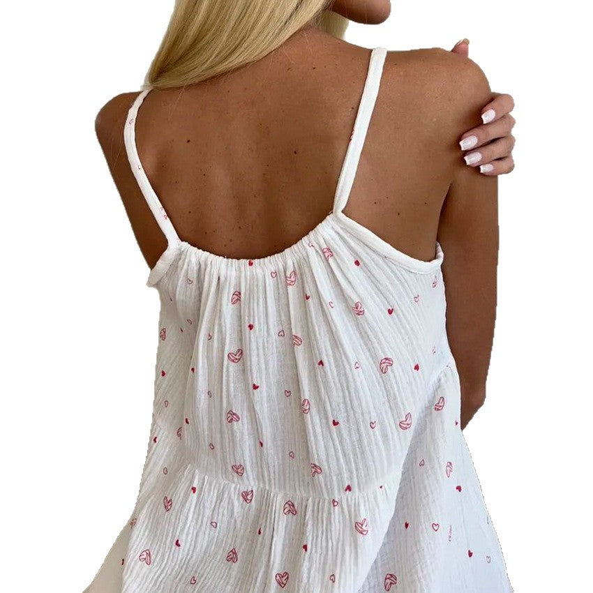 Damen luftiges Sommerkleid mit Rüschensaum und floralem Muster EB