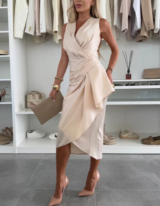 Damen Wickelkleid mit elegantem Design und Rüschen EB