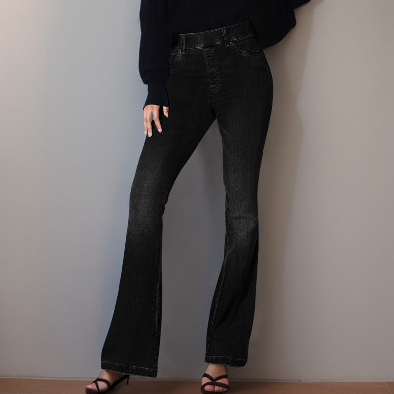 Damen Flared Jeans mit hoher Taille und dezentem Waschung EB
