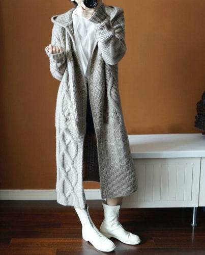 Damen Strickmantel mit vielseitigem Kapuzen-Design und komfortablem Schnitt EB