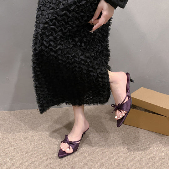Damen Elegante Slingback-Mules mit dekorativen Schleifen EB