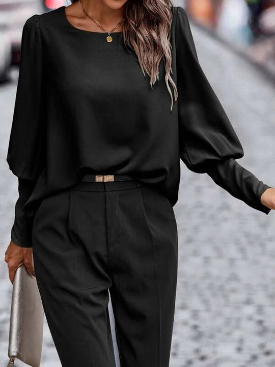 Damen Elegantes Oberteil mit Puffärmeln und sanftem Schnitt EB