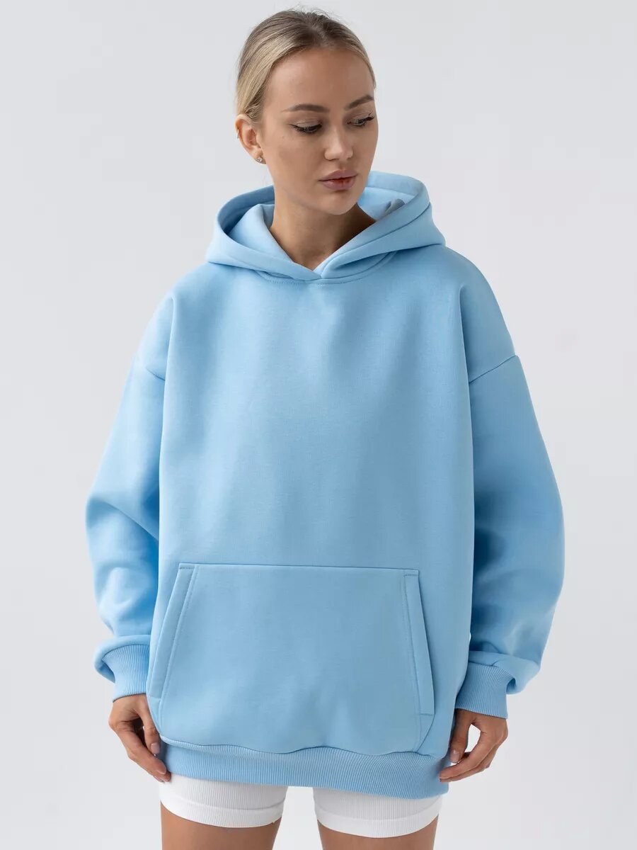 Damen Kuscheliger Oversized Hoodie mit Kängurutasche EB