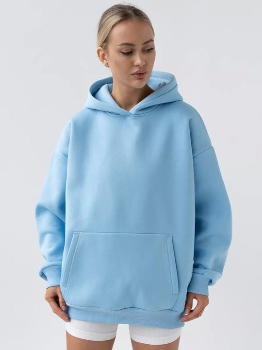 Damen Kuscheliger Oversized Hoodie mit Kängurutasche EB