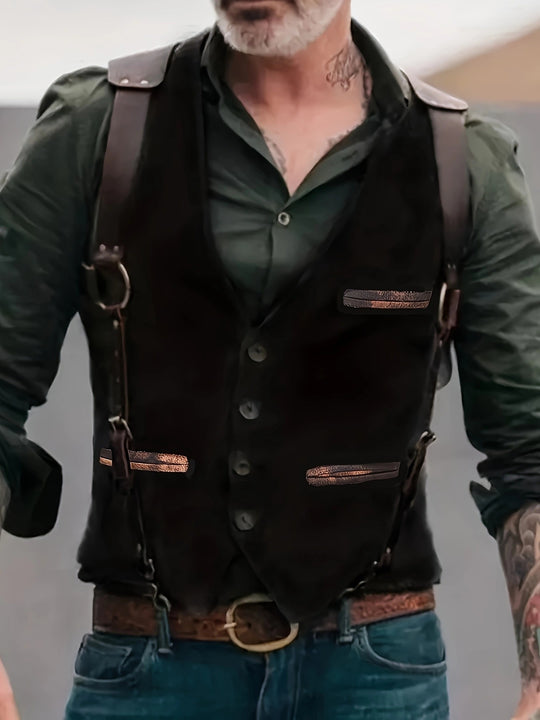 Herren stylische Weste mit akzenten und praktischen Taschen EB