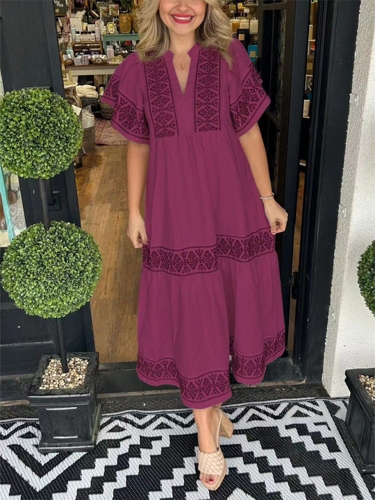 Damen Maxikleid mit eleganten Stickereien EB