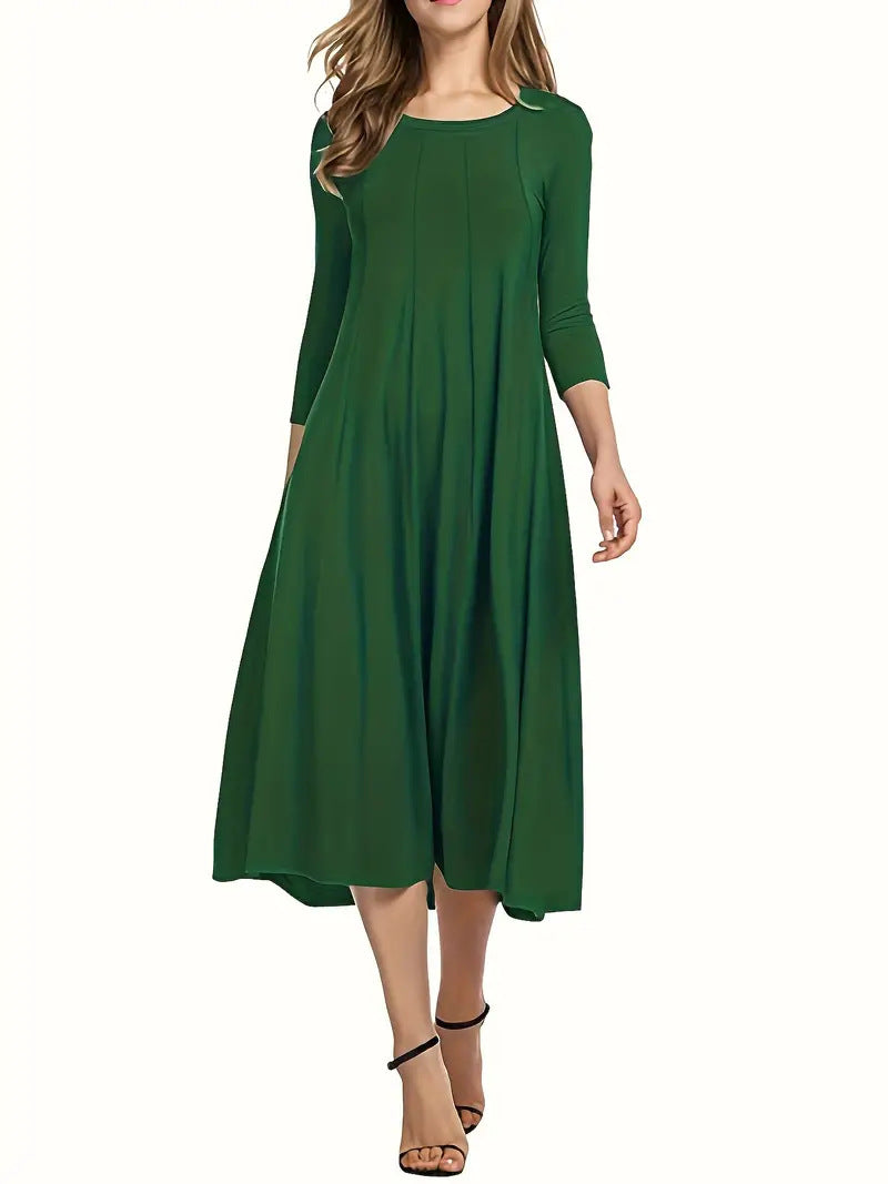 Damen Midi-Kleid mit schmeichelndem Schnitt und 3/4-Ärmeln EB