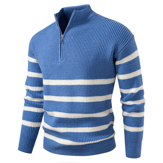 Herren modischer Rollkragenpullover mit strukturiertem Design und halbem Reißverschluss EB