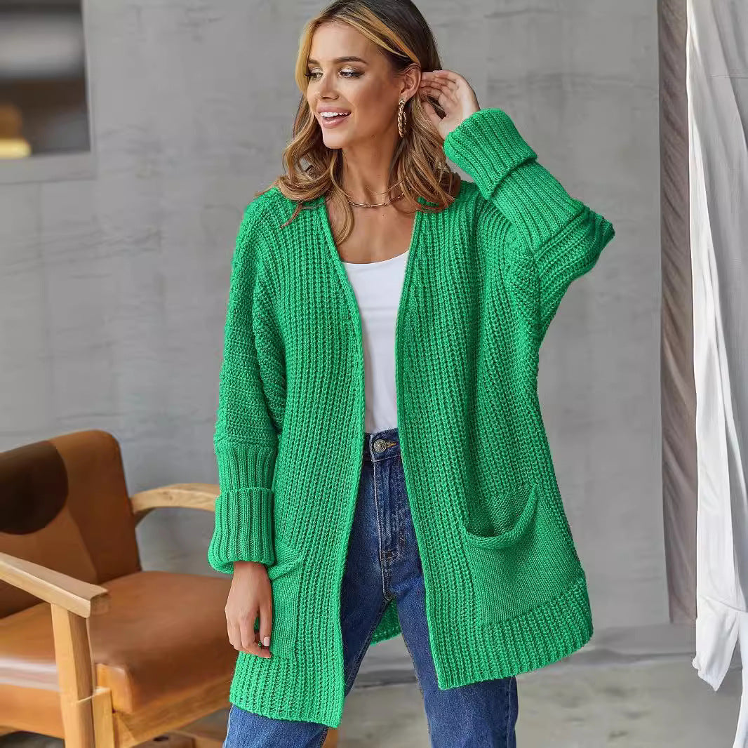 Damen Großer Strickcardigan mit definiertem Rippendesign und praktischen Taschen EB