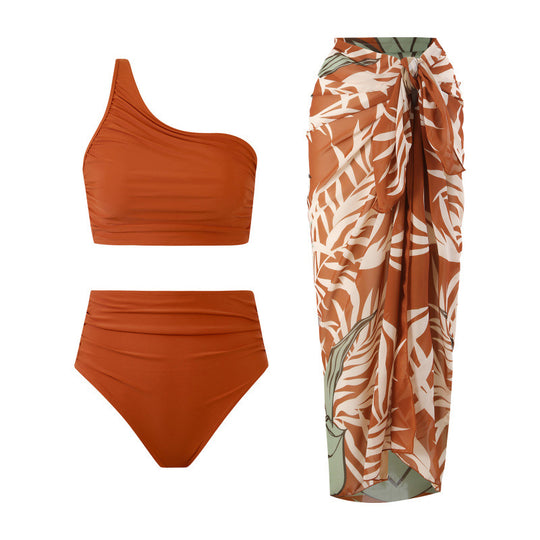 Damen Bikini-Set mit elegantem asymmetrischen Oberteil und hohem Taillenslip EB