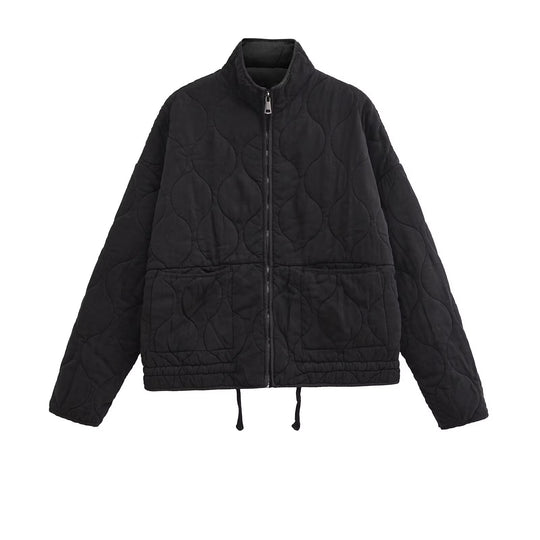 Damen gesteppte Übergangsjacke mit hohem Kragen und praktischen Taschen EB