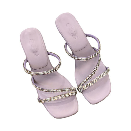Damen Glamouröse High Heel Sandalen mit funkelnden Riemen EB