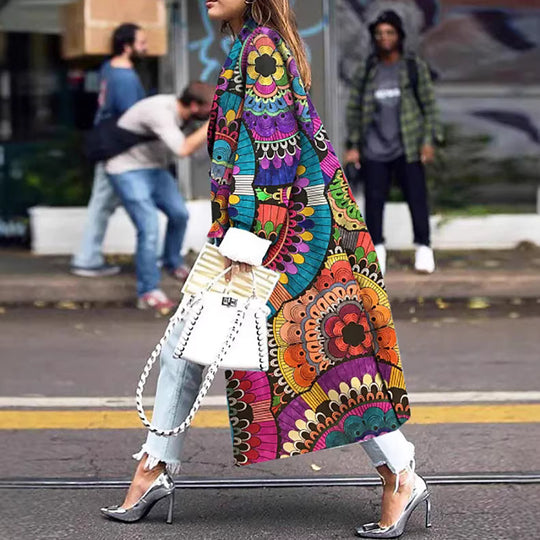 Damen Trendiger Kimono mit buntem Mandala-Muster EB