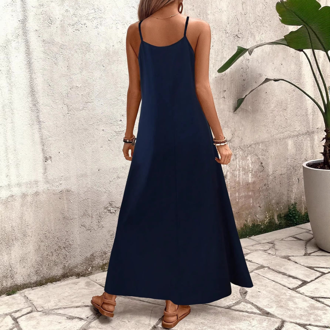 Damen Maxi Kleid mit buntem Pflanzenmuster EB