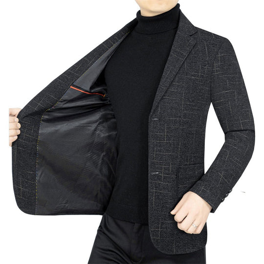 Herren Slim-Fit Sakko aus Wollmischung mit dezentem Karomuster EB