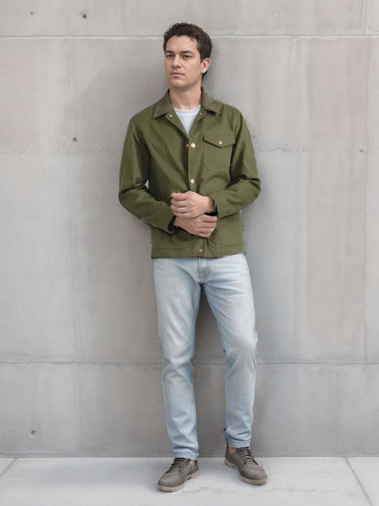 Herren Suedejacke mit modischem Design und praktischen Taschen EB