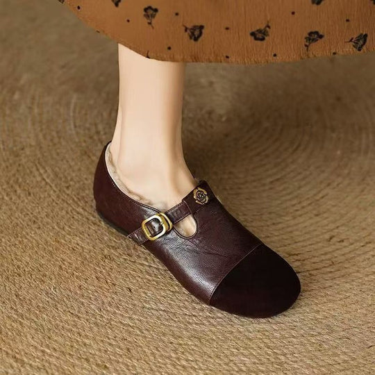 Damen elegante Mokassins mit modischen Schnallen und weichem Innenfutter EB