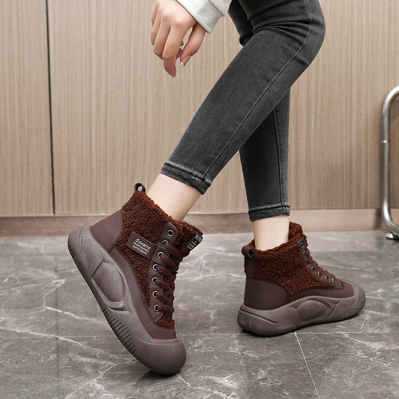 Damen warme High-Top Stiefel mit kuscheligem Innenfutter und rutschfester Sohle EB