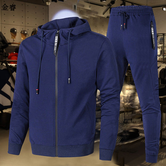 Herren nan zweiteiliges Trainingsset mit durchgehendem Reißverschluss Hoodie, Kordelzug und schmal zulaufender Jogginghose EB