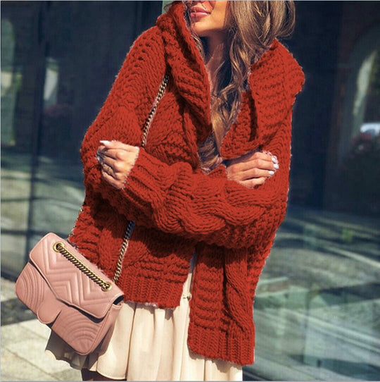 Damen Grobstrickjacke mit luxuriösem Karomuster und oversized Schnitt EB