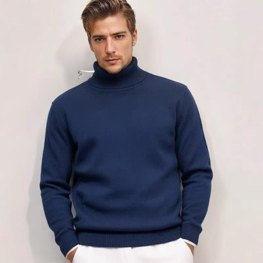 Herren nan feinstrick Rollkragenpullover mit schmaler Silhouette und gerippten Bündchen EB