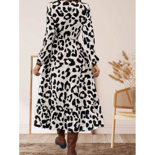 Damen Maxikleid mit asymmetrischem Schnitt und trendigem Leopardenmuster EB