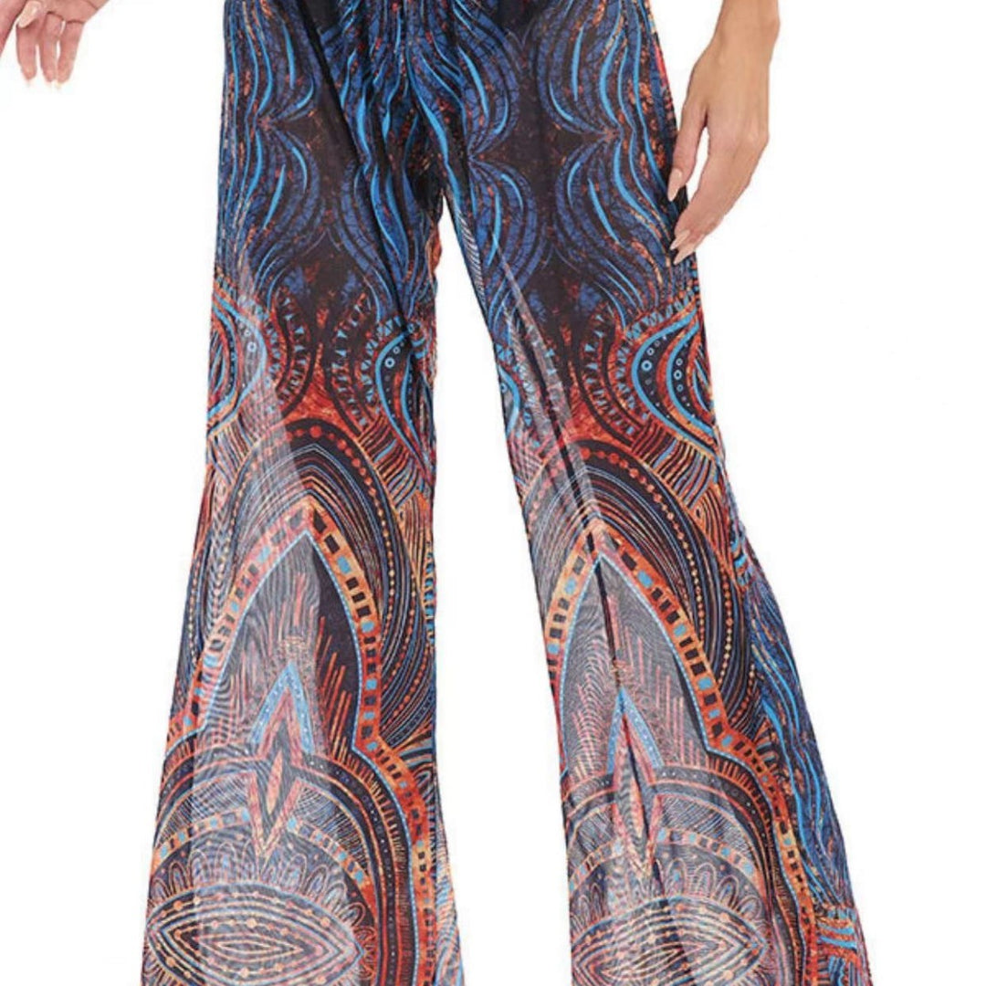 Damen Elegante Strandhose mit floralem Muster EB
