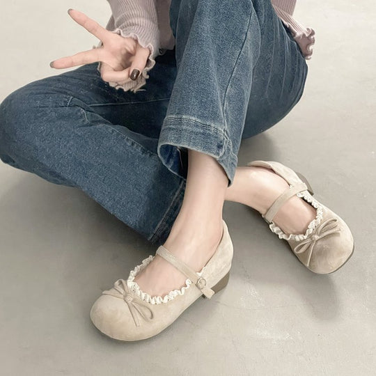 Damen elegante Mary Jane Ballerinas mit modischer Schleifenverzierung EB