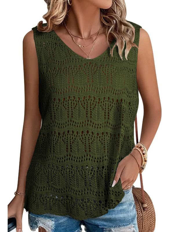 Damen Stricktop mit luftiger Häkelstruktur EB
