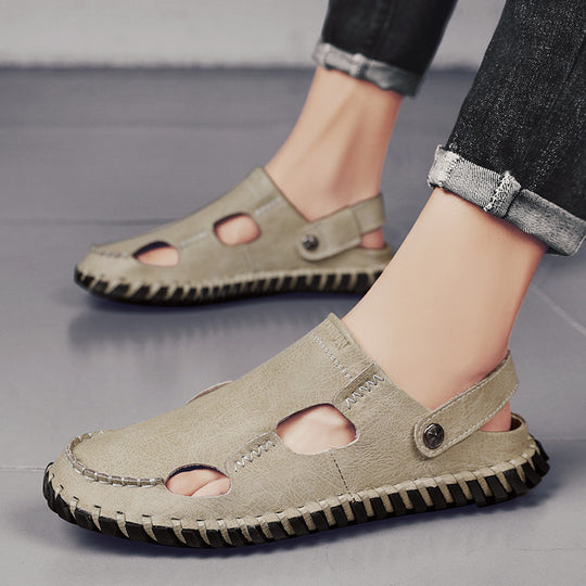 Damen Hochwertige Leder-Sandalen mit atmungsaktiven Einsätzen und rutschfester Sohle EB