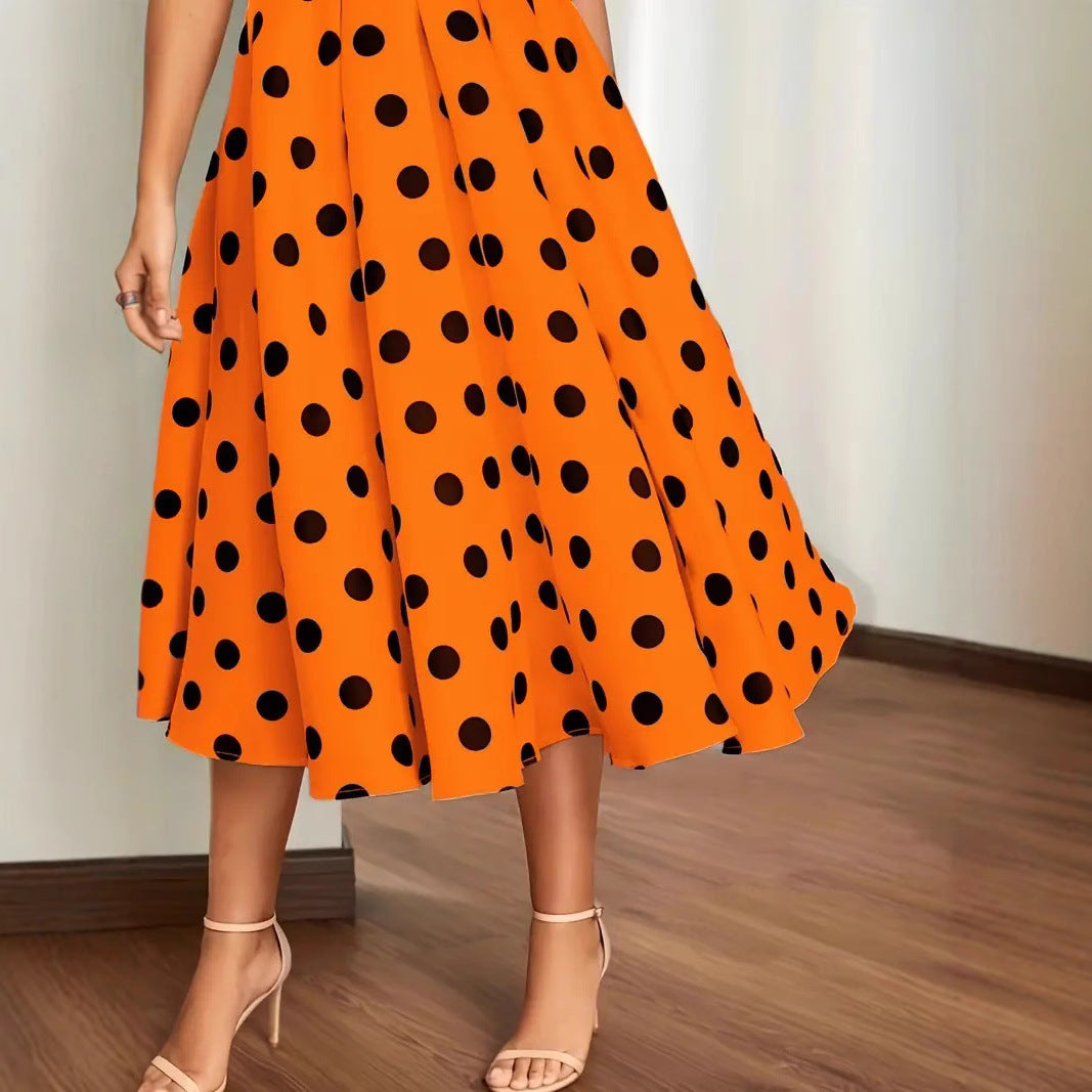 Damen A-Linie Kleid mit Polka-Dots EB