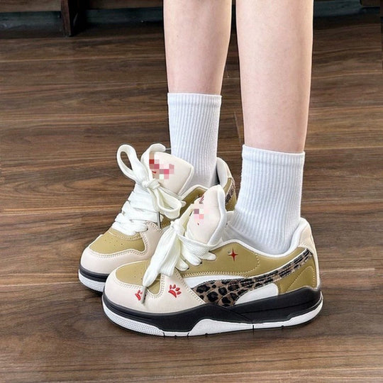 Damen Sportliche Sneaker mit animalischem Muster und bequemer Dämpfung EB
