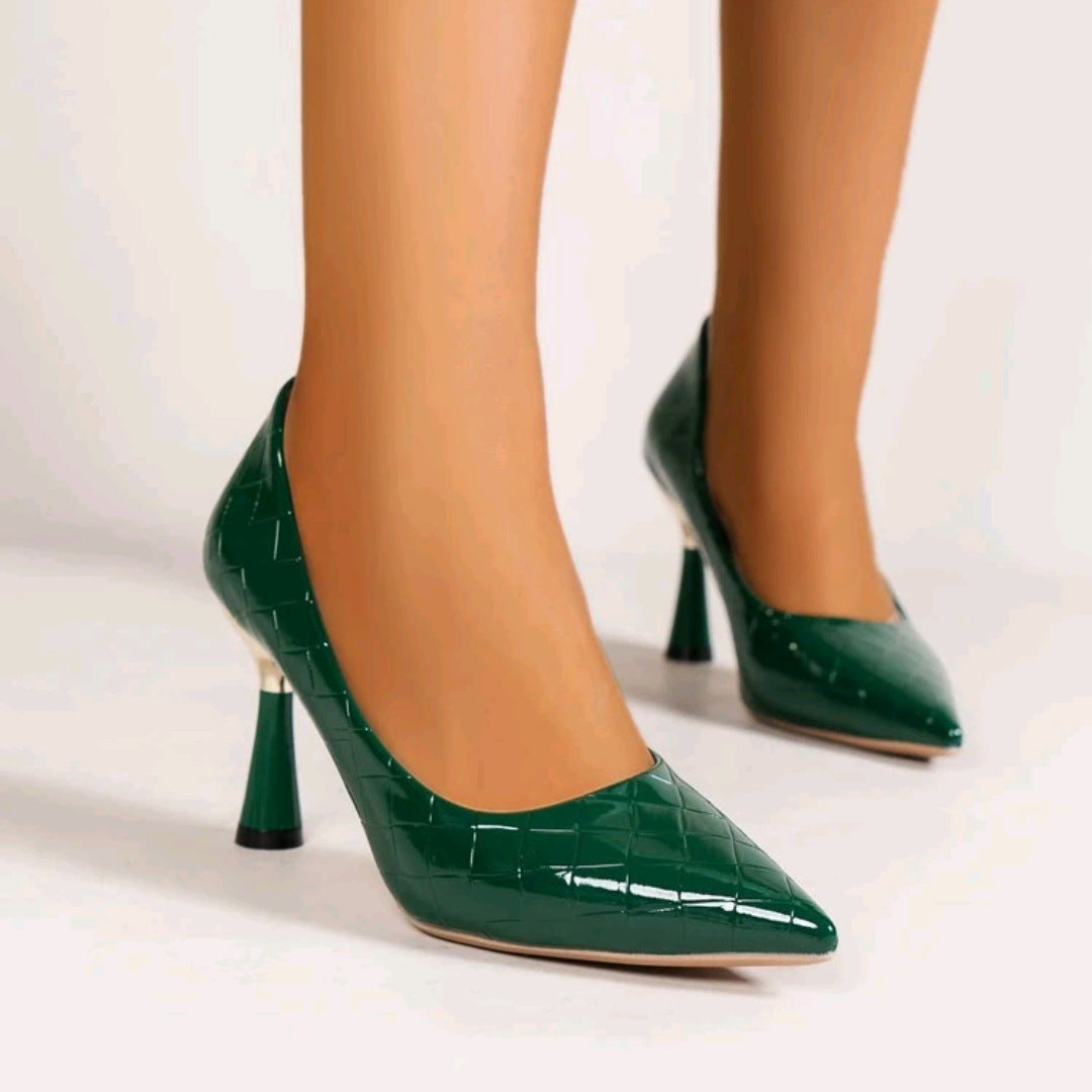 Damen elegante High Heel Pumps mit modernem Blockabsatz EB