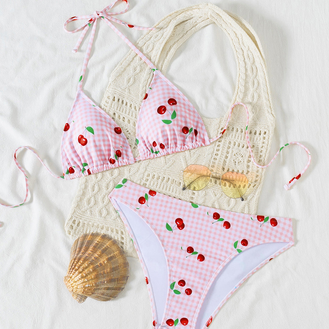 Damen Triangel-Bikini mit verstellbarem Halter und modischem Punktedesign EB
